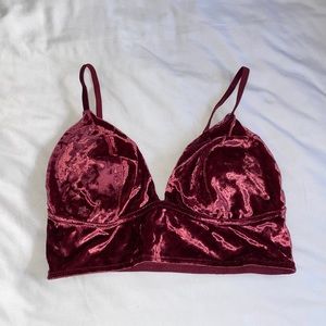 Velvet, magenta top. Can be worn as a bralette or as a top